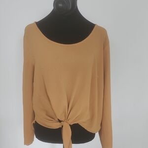 Women's Tan Tie-Front Top
